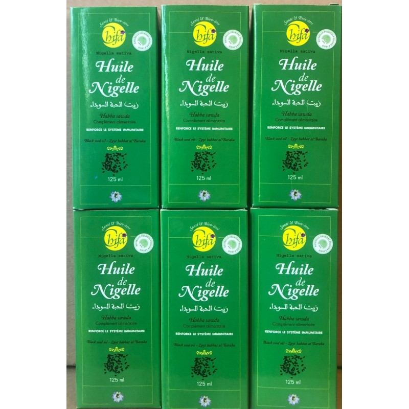 6 X Huile de nigelle (habba-sawda,cumin noir,black seed) 125ml